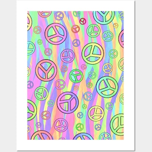 COLORFUL Retro Trippy Peace Sign Posters and Art